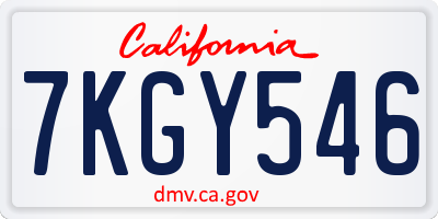 CA license plate 7KGY546