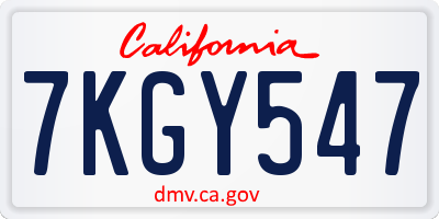 CA license plate 7KGY547