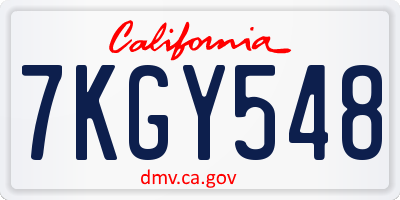 CA license plate 7KGY548