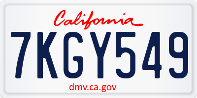 CA license plate 7KGY549