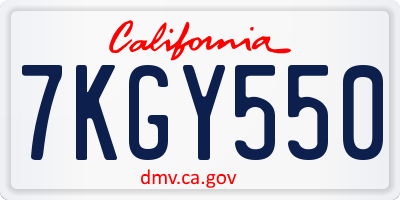 CA license plate 7KGY550