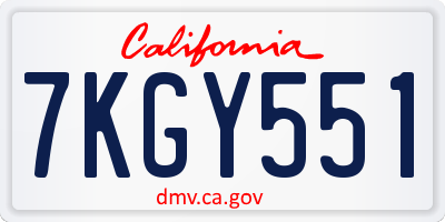 CA license plate 7KGY551