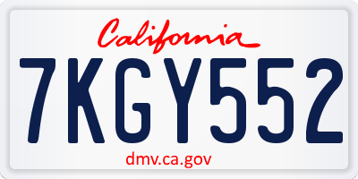 CA license plate 7KGY552