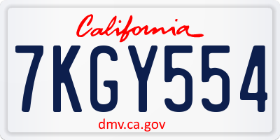 CA license plate 7KGY554