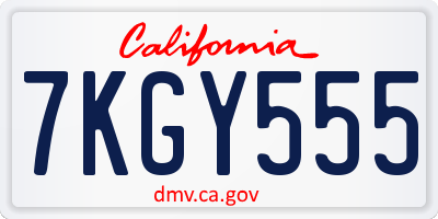 CA license plate 7KGY555