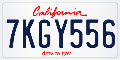 CA license plate 7KGY556