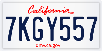 CA license plate 7KGY557