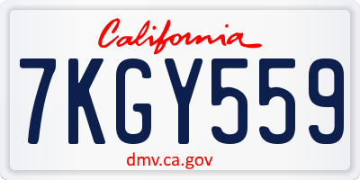 CA license plate 7KGY559