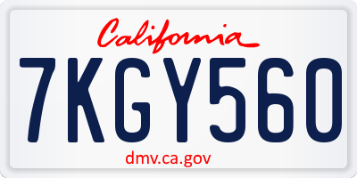 CA license plate 7KGY560