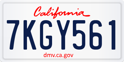 CA license plate 7KGY561
