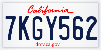 CA license plate 7KGY562