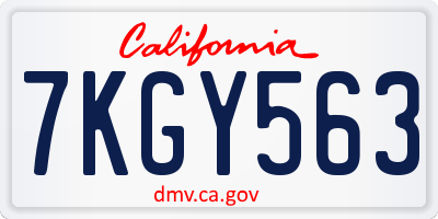 CA license plate 7KGY563