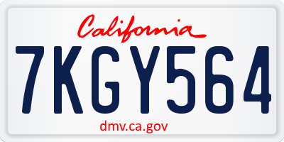 CA license plate 7KGY564