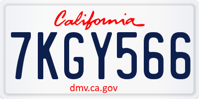 CA license plate 7KGY566