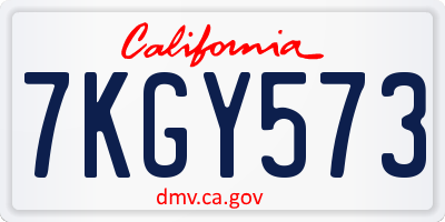 CA license plate 7KGY573