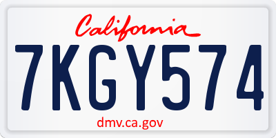 CA license plate 7KGY574