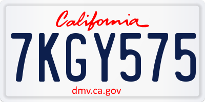 CA license plate 7KGY575