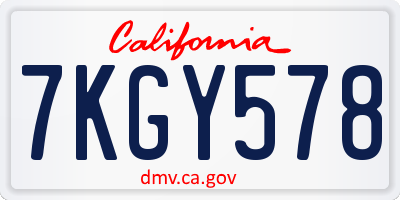 CA license plate 7KGY578