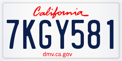 CA license plate 7KGY581