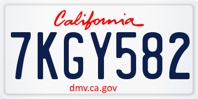 CA license plate 7KGY582