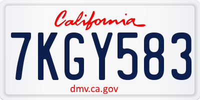 CA license plate 7KGY583
