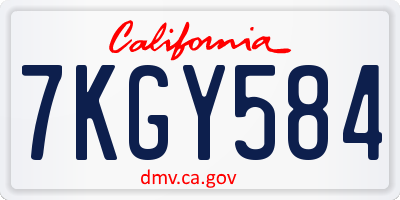CA license plate 7KGY584