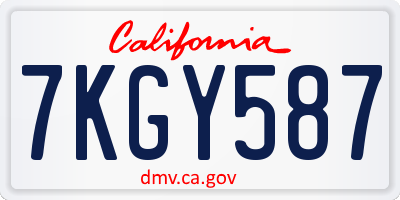 CA license plate 7KGY587