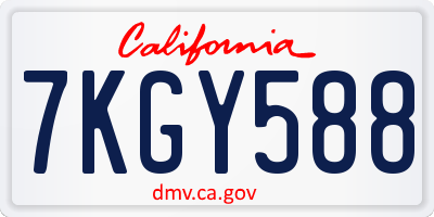 CA license plate 7KGY588