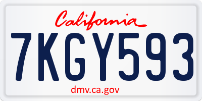 CA license plate 7KGY593