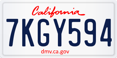 CA license plate 7KGY594