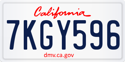 CA license plate 7KGY596