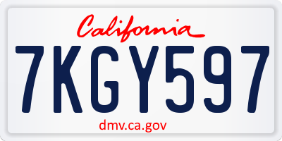 CA license plate 7KGY597