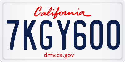 CA license plate 7KGY600