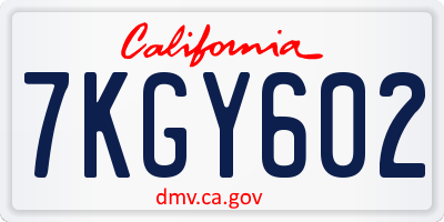 CA license plate 7KGY602