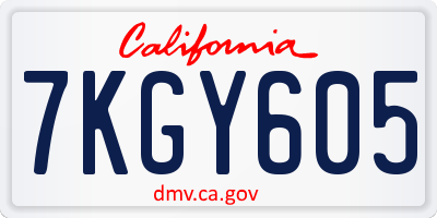 CA license plate 7KGY605