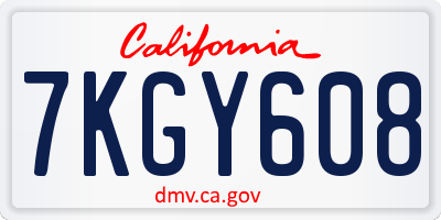 CA license plate 7KGY608