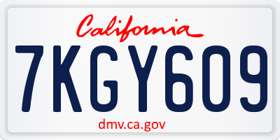 CA license plate 7KGY609
