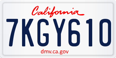 CA license plate 7KGY610