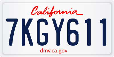CA license plate 7KGY611