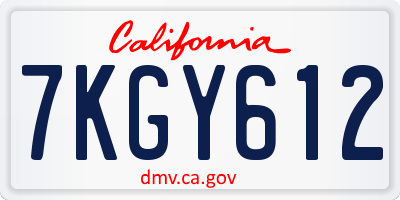 CA license plate 7KGY612
