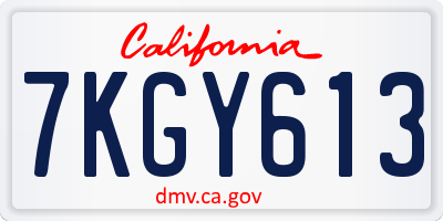 CA license plate 7KGY613