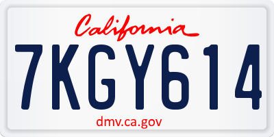 CA license plate 7KGY614