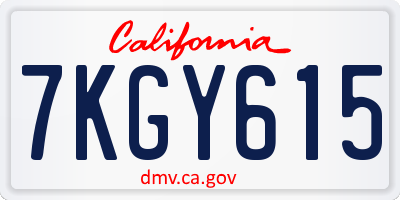 CA license plate 7KGY615