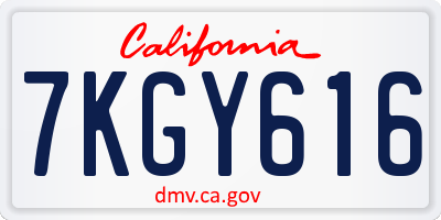 CA license plate 7KGY616