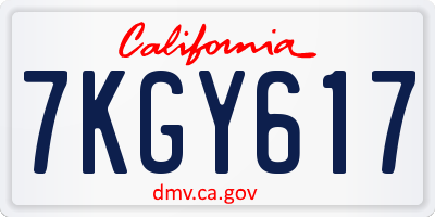 CA license plate 7KGY617