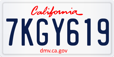 CA license plate 7KGY619