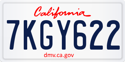 CA license plate 7KGY622