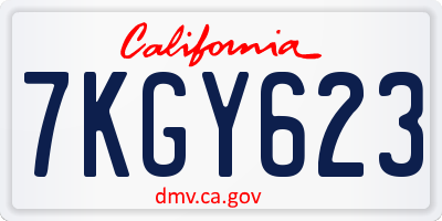 CA license plate 7KGY623