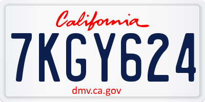 CA license plate 7KGY624