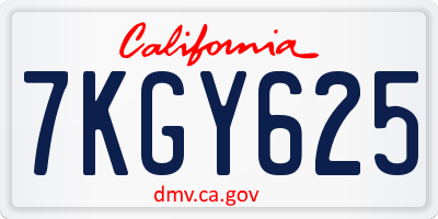 CA license plate 7KGY625
